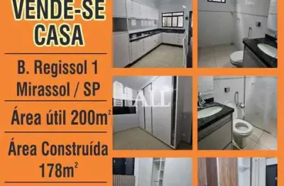 Casa com 3 dorms, residencial regissol i, mirassol - r$ 450 mil, cod: 13703