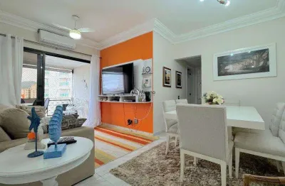 Apartamento com vista mar, guaruja, enseada, churrasqueira na varanda, 2 vagas na garagem, lazer, portaria 24 horas e serviço de p