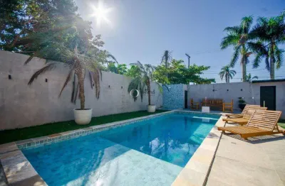 Casa mobiliada à beira-mar em guarujá - balneário praia do pernambuco, com vista para o mar
