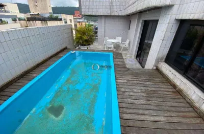 Cobertura à venda em guarujá, enseada, mobiliada, com piscina e churrasqueira