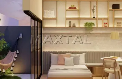 Studio garden de 34 m² em construção com área externa privativa à venda no campo belo.