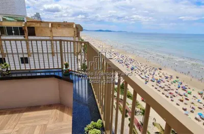 Cobertura praia grande, caiçara, frente mar,
 vista espetacular.
