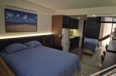 Flat mobiliado à beira mar com 1 dormitório, sala e cozinha integradas à venda, 25 m² por r$ 420.000 - manaíra - joão pessoa/pb