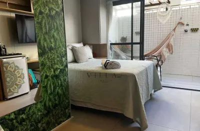 Flat a 50m do mar com 1 dormitório, sala, cozinha e varanda integradas à venda, 24 m² por r$ 455.000 - jardim oceania - joão pessoa/pb