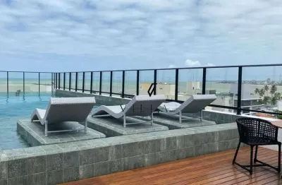 Flat incrível a 50 m da praia com 1 dormitório, sala e cozinha integradas à venda, 18 m² por r$ 399.000 - bessa - joão pessoa/pb