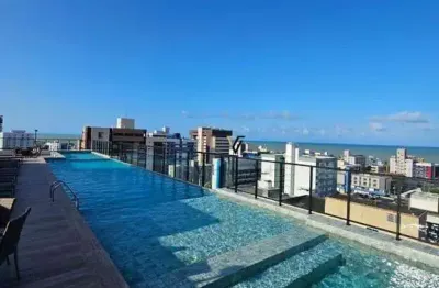 Flat incrível com 1 dormitório, sala e cozinha americana integradas à venda, 17 m² por r$ 420.000 - tambaú - joão pessoa/pb