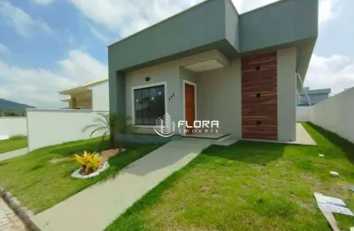 Casa com 3 quartos, sendo 1 suíte, área gourmet, em condomínio fechado, com 100 m² , à venda por r$ 540.000,00, ubatiba- maricá- rj