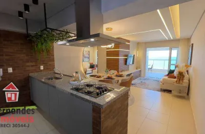 Apartamento decorado frente mar com 3 quartos sendo 2 suítes mais dependência à venda, 111 m² por r$ 1.800.000 - boqueirão - praia grande/sp