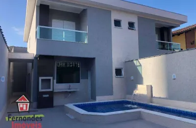 Belíssimo sobrado novo com piscina  3 suítes no lado praia  à venda, 135 m² por r$ 1.100.000 tupi  praia grande sp