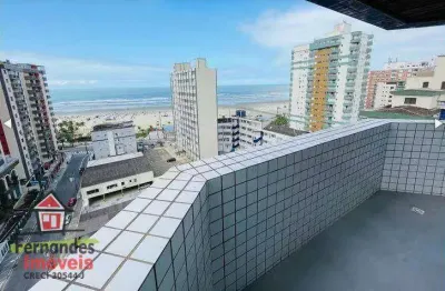Cobertura vista mar  com 3 suítes à venda, 145 m² por r$ 1.100.000  guilhermina  praia grande sp