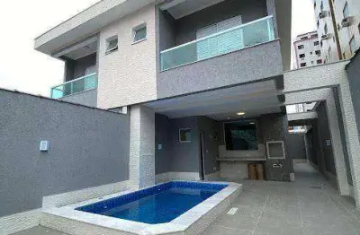 Sobrado novo com piscina 400 metros da praia 3 suítes à venda 151 m² por r$ 1.160.000  tupi  praia grande/sp