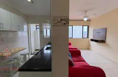 Apartamento mobiliado 200 metros da praia com 1 dormitório para alugar definitivo pacote  50 m² por r$ 2.000 mês  aviação  praia grande sp