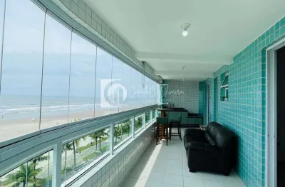 Apartamento frente mar, 2 dorms, mobiliado, real, praia grande