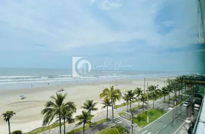 Apartamento frente mar, 2 dorms, mobiliado, real, praia grande