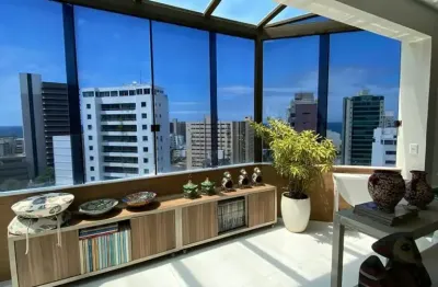 Cobertura à venda salvador/ba, pituba, 337m², 4 suítes, vista mar espetacular, 3 vagas
