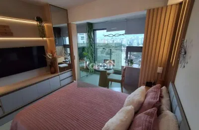 Studio novinho e mobiliado – 26m² prédio com lazer completo!