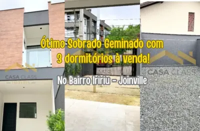 Excelente sobrado geminado novo com 3 quartos à venda no bairro iririu joinville