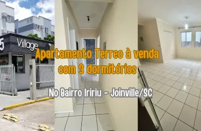 Ótimo apartamento térreo à venda com 3 quartos no bairro iririu joinville