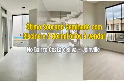 Lindo sobrado geminado  pronto pra morar! com piscina e 3 quartos no costa e silva