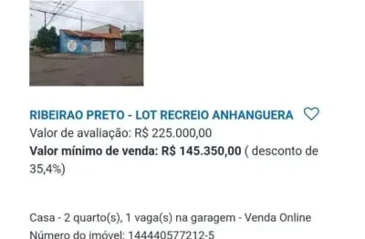 Casa para venda em ribeirão preto, recreio anhangüera, 2 dormitórios, 1 banheiro, 1 vaga