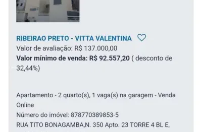 Apartamento para venda em ribeirão preto, valentina figueiredo, 2 dormitórios, 1 banheiro, 1 vaga