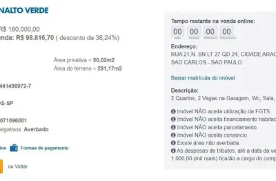 Apartamento para venda em são carlos, cidade aracy, 2 dormitórios, 1 banheiro, 2 vagas