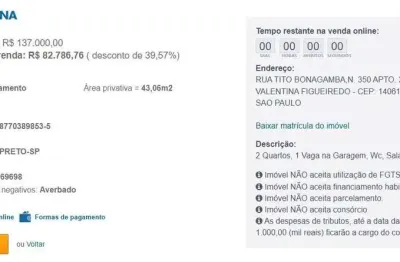 Apartamento para venda em ribeirão preto, valentina figueiredo, 2 dormitórios, 1 banheiro, 1 vaga