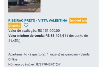 Apartamento para venda em ribeirão preto, valentina figueiredo, 2 dormitórios, 1 banheiro, 1 vaga