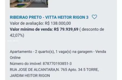 Apartamento para venda em ribeirão preto, jardim heitor rigon, 2 dormitórios, 1 banheiro, 1 vaga