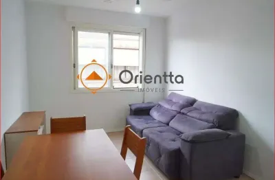 Apartamento mobiliado com 1 quarto, 1 banheiro, sem elevador e sem vaga de garag