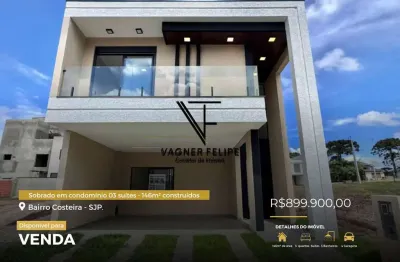 Sobrado em condomínio 03 suítes - 146m² construídos - Costeira.