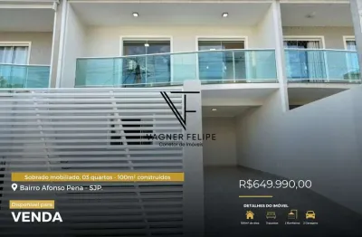Sobrado mobiliado, 03 quartos - 100m² construídos - Afonso Pena.