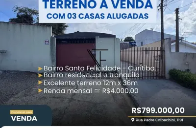 Terreno à venda na Rua Padre Colbacchini, Santa Felicidade, Curitiba