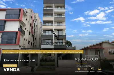 Apartamento de 3 Quartos (Suíte), Elevador e 02 vagas de garagem – 80,30 m² Privativos- Centro