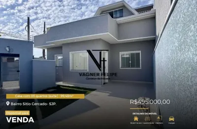 Casa com 03 quartos (suíte) - 99,48m² construídos - Sitio Cercado