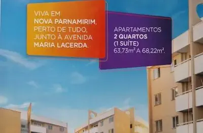 Apartamentos com 02 quartos, sendo 01 suíte em nova parnamirim rn