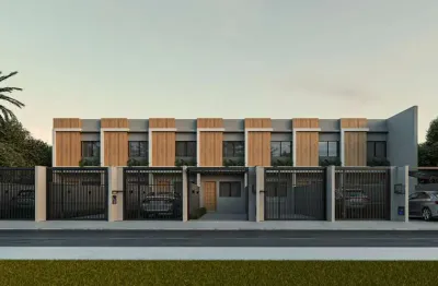 Sobrado geminado à venda em joinville-sc, bairro aventureiro! 2 quartos, 2 salas, 1 banheiro, 2 vagas de garagem.