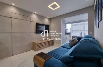 Apartamento Mobiliado com 79m², 3 Dormitórios (1 Suíte) e Varanda Gourmet com 2 Vagas de Garagem.