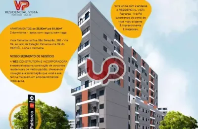 Lançamento patriarca / apto 2 dormitórios / sem vaga / a partir de