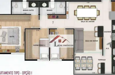 Apartamento para venda em vila assunção de 64.00m² com 3 quartos, 1 suite e 2 garagens