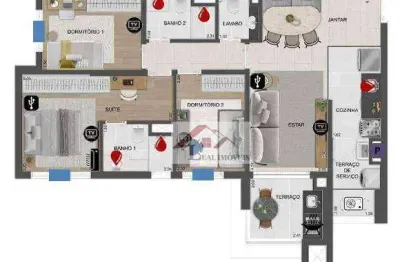 Apartamento para venda em fundação de 89.00m² com 3 quartos, 1 suite e 2 garagens