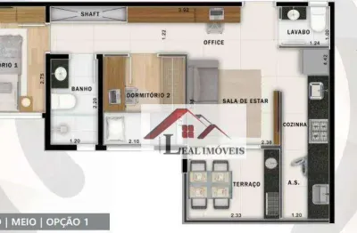 Apartamento para venda em jardim de 44.00m² com 2 quartos e 1 garagem