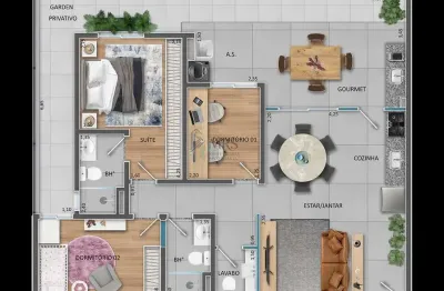 Apartamento para venda em residencial jardim perolla ii de 20.00m² com 3 quartos, 2 suites e 2 garagens