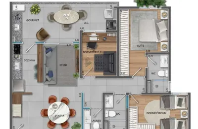 Apartamento para venda em residencial jardim perolla ii de 87.00m² com 3 quartos, 2 suites e 2 garagens