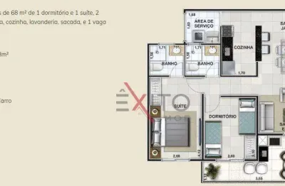 Apartamento para venda em vila itapanhau de 68.00m² com 2 quartos, 1 suite e 1 garagem