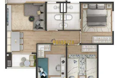 Apartamento para venda em mirage são paulo de 60.00m² com 3 quartos, 1 suite e 1 garagem