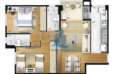 Apartamento para venda em fundação de 70.00m² com 2 quartos, 1 suite e 1 garagem