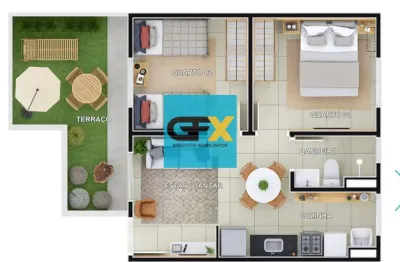 Apartamento para venda em parque são sebastião de 39.00m² com 2 quartos e 1 garagem