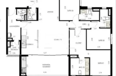 Apartamento para venda em vila ferroviária de 141.00m² com 3 quartos, 3 suites e 2 garagens