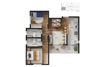 Apartamento para venda em Jardim Murayama de 51.00m² com 2 Quartos, 1 Suite e 220 Garagens